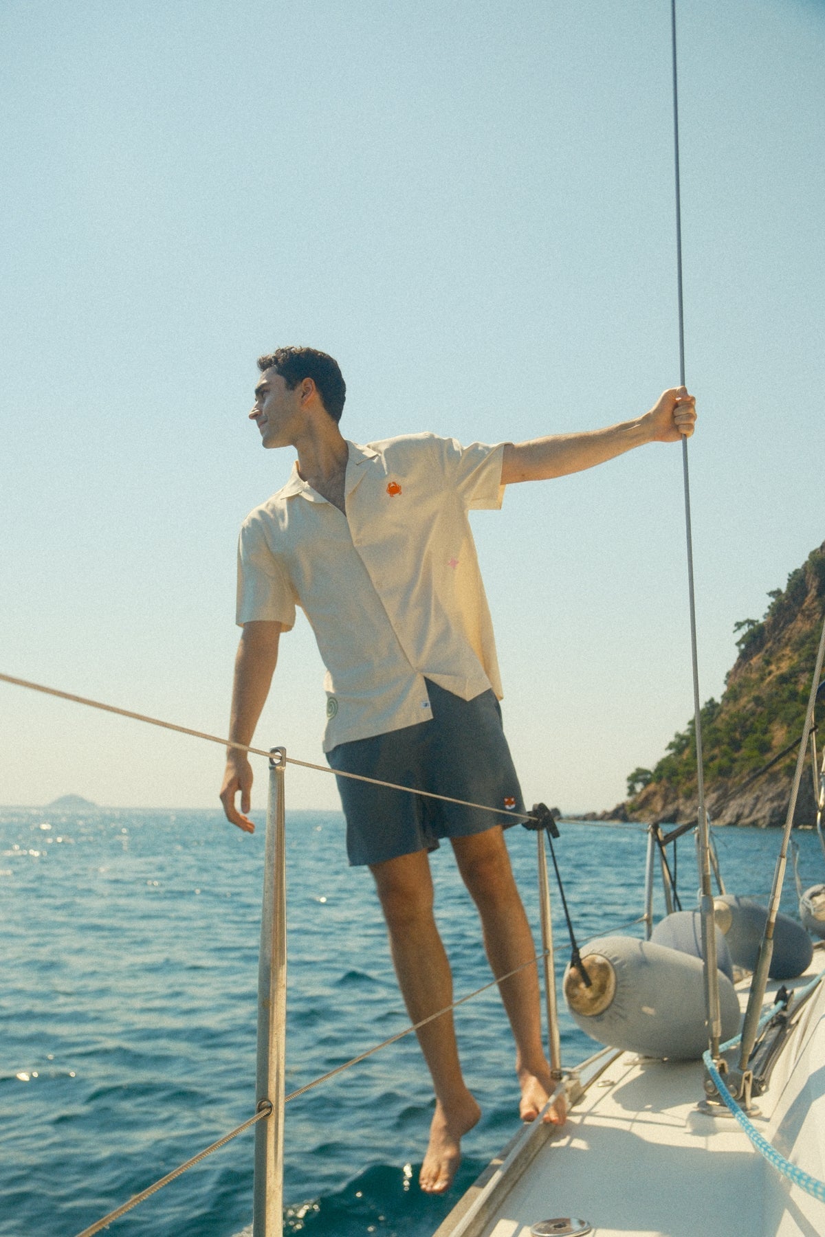 Yengeç Tencel Kısa Kol Gömlek - Ekru